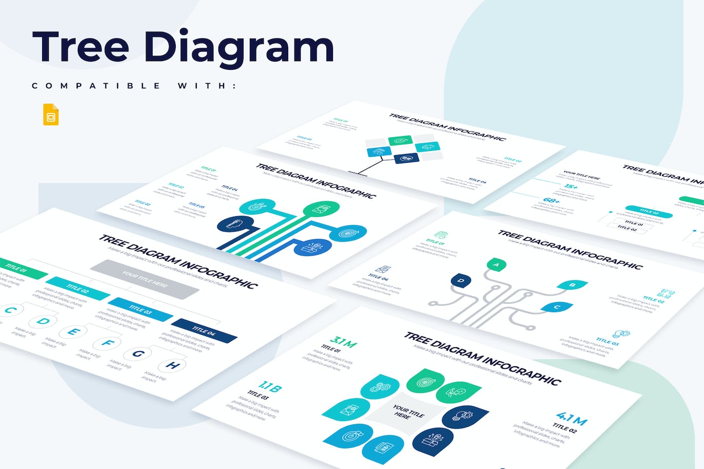 现代树图信息图表Google幻灯片模板 Business Tree Diagram Google Slides Infographics 幻灯图表 第1张