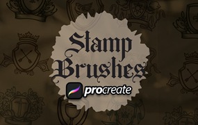 装饰徽章Procreate印章绘画笔刷素材 Emblem Badge Heraldic Brush Stamp Procreate