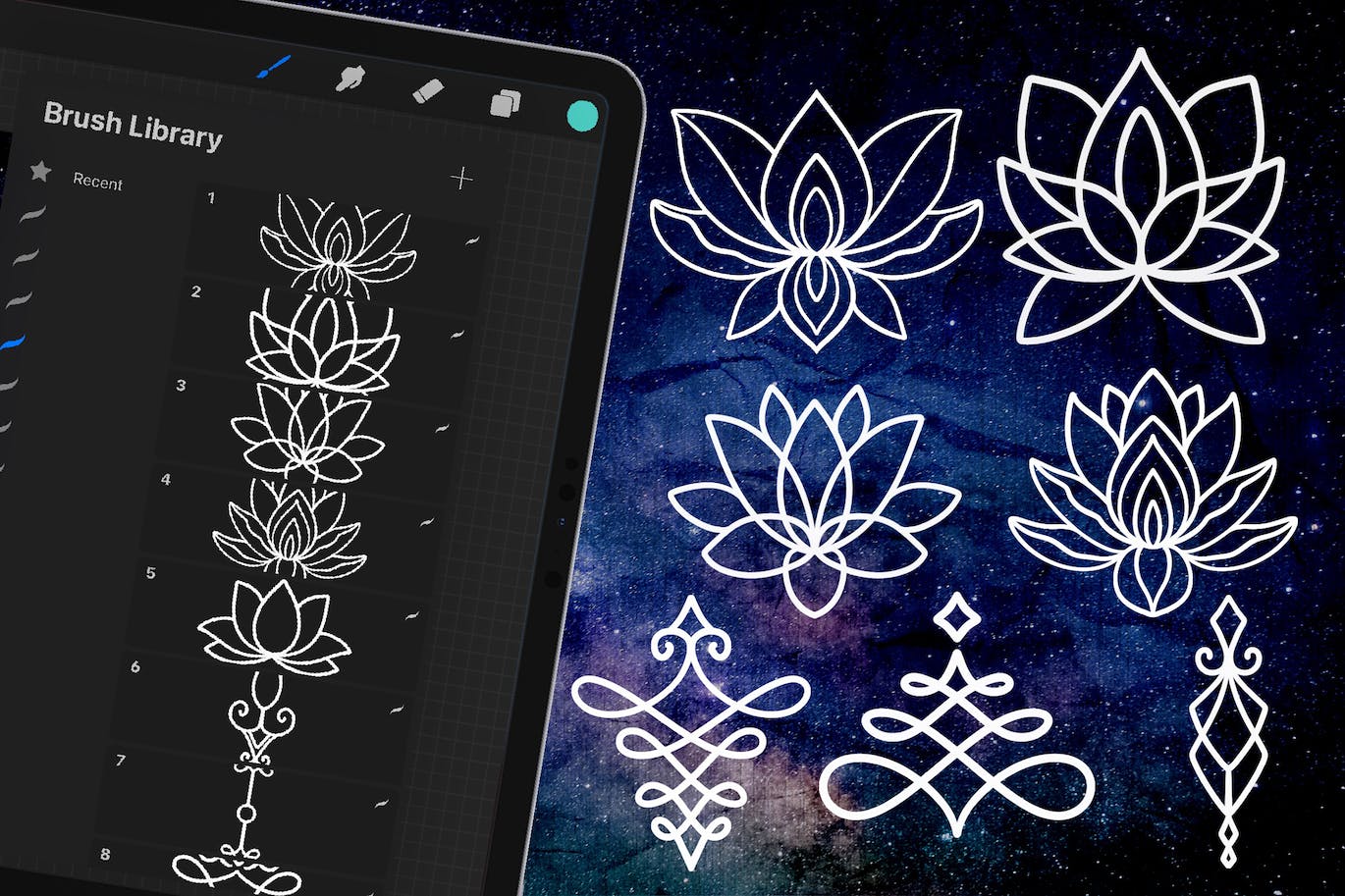 饰品纹身Procreate印章绘画笔刷素材 Ornament Tattoo Brush Stamp Procreate 笔刷资源 第3张