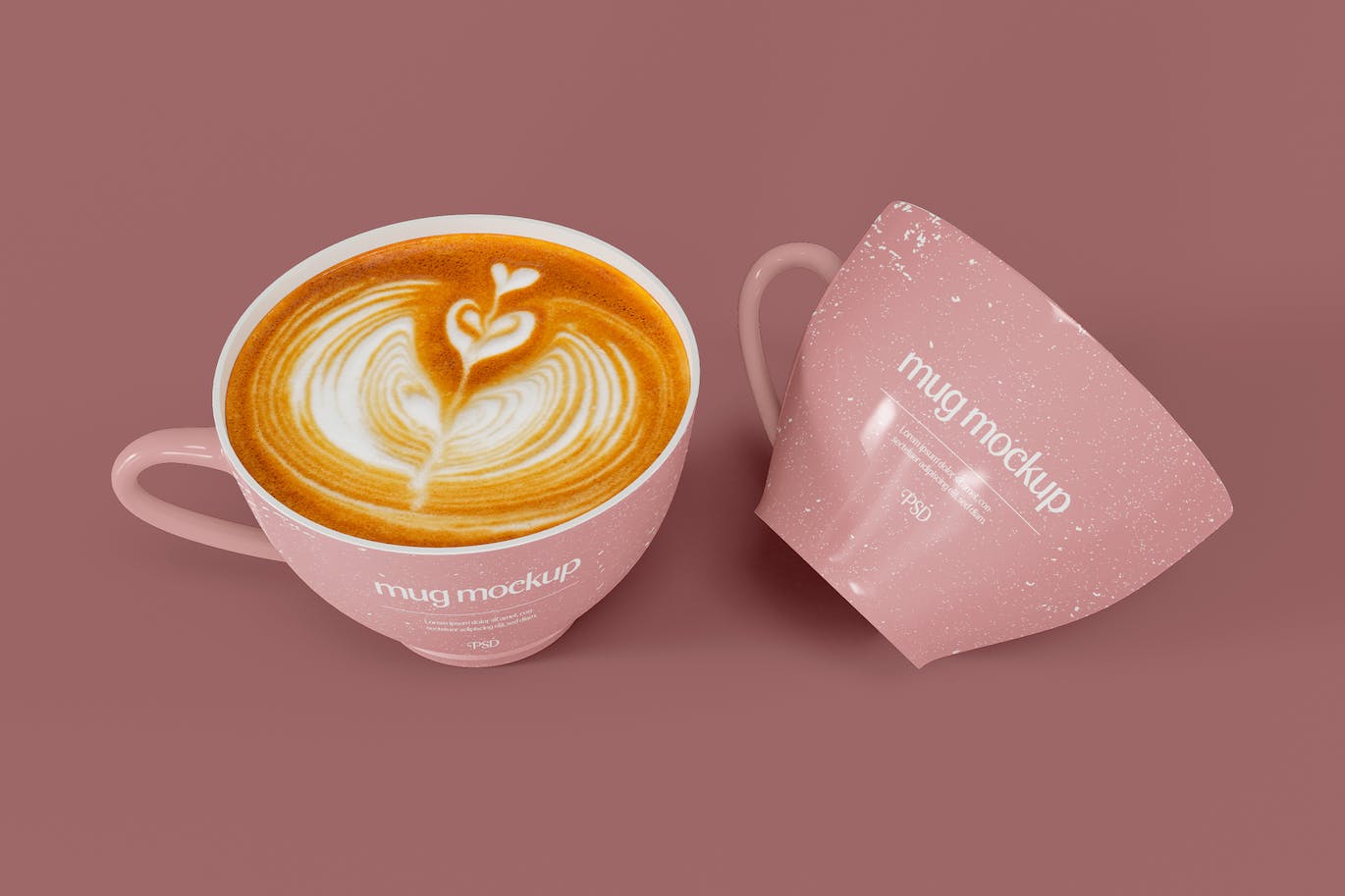 拉花咖啡杯杯身品牌设计样机 Cups Mockup 样机素材 第1张