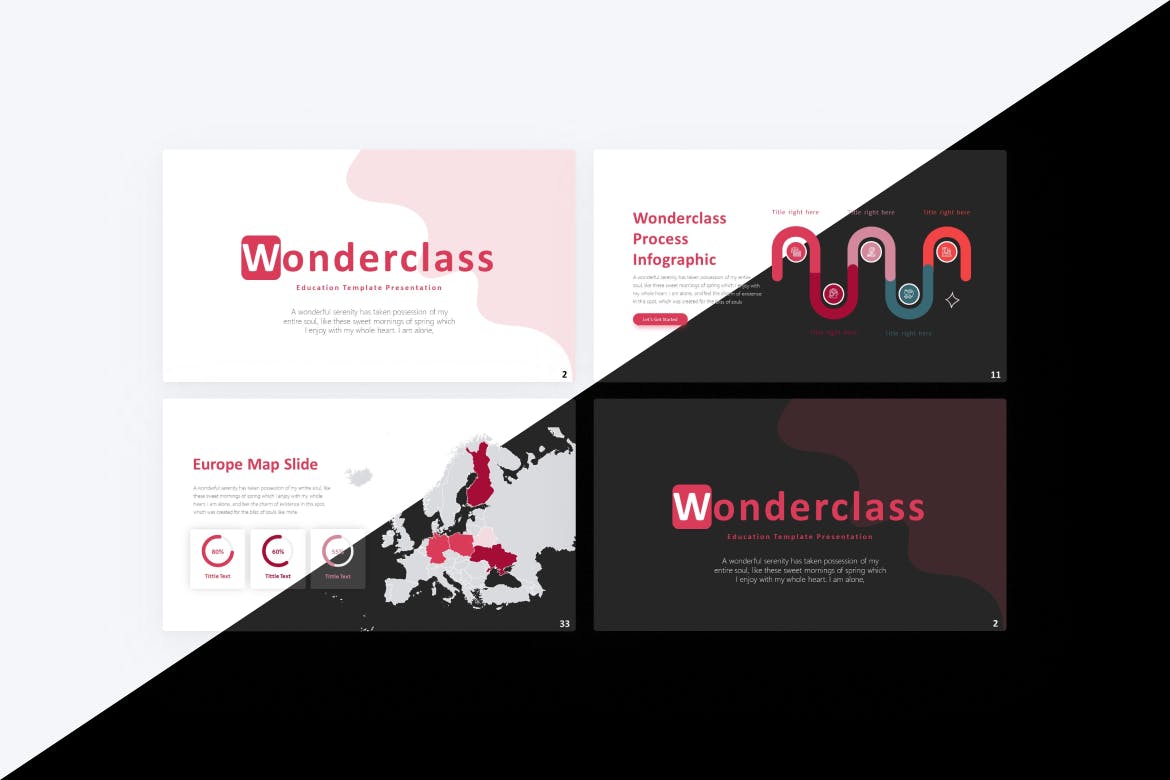 课堂教育幻灯片演示PPT模板 Wonderclass Education PowerPoint Template 幻灯图表 第4张