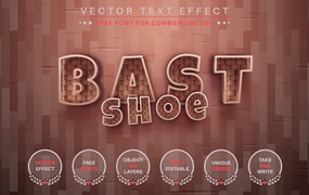 木头纹理矢量文字效果字体样式 Bast Shoe – Editable Text Effect, Font Style