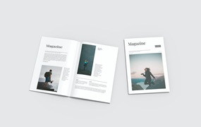 杂志打开和封面设计样机图 Magazine Open and Cover Mockup