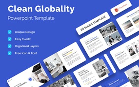 简约的全球化演示PPT素材 Clean Globality Presentation Template – Powerpoint