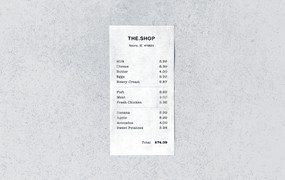 商店小票收据设计样机 Store Receipt Mockup