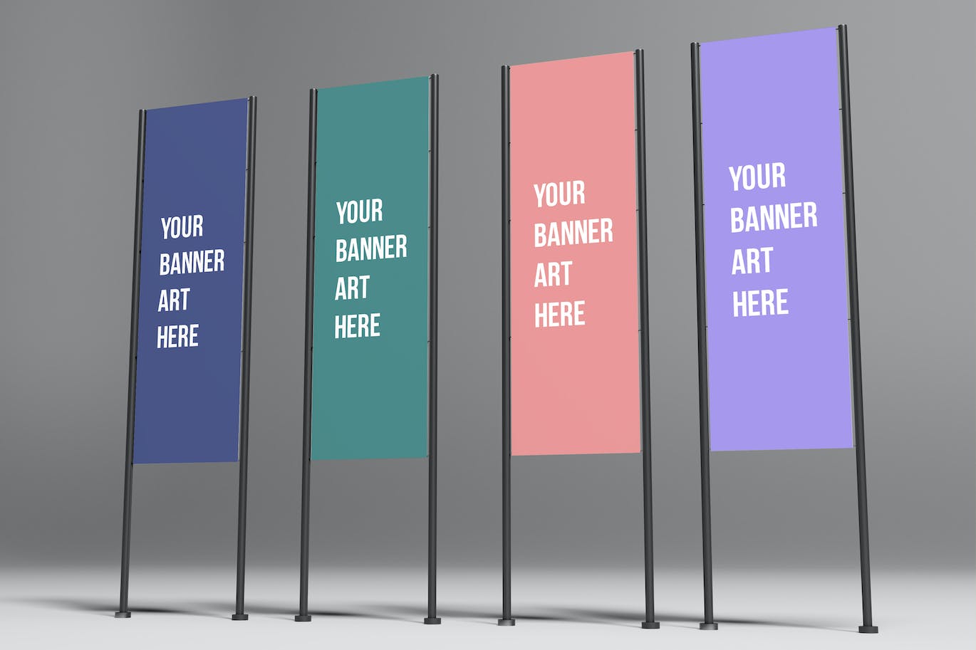 垂直广告横幅Banner样机图 Vertical Banners Mockups 样机素材 第1张