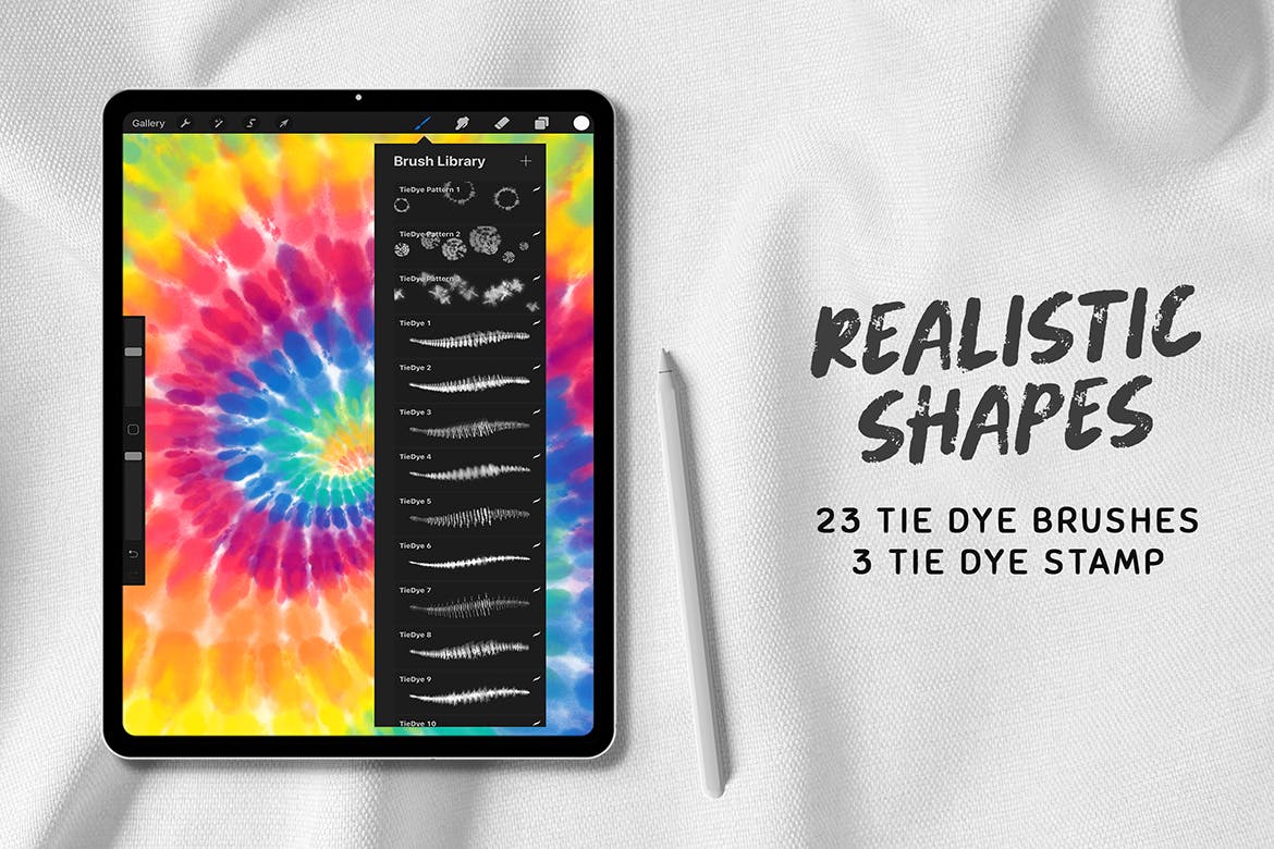 逼真的扎染Procreate笔刷 Procreate Realistic Tie Dye Brushes 笔刷资源 第10张