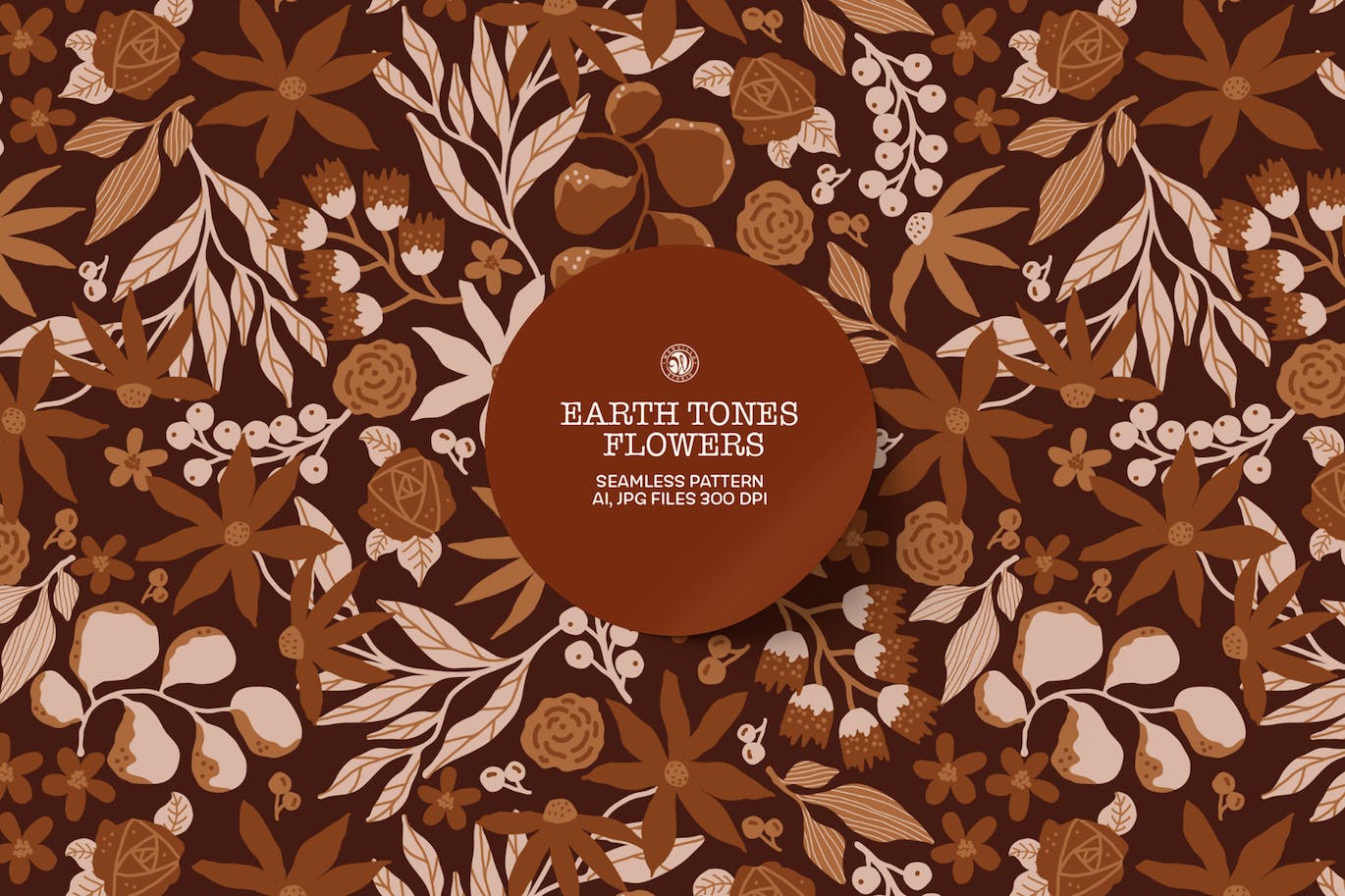 泥土色调花卉图案 Earth Tones Floral Pattern 图片素材 第1张