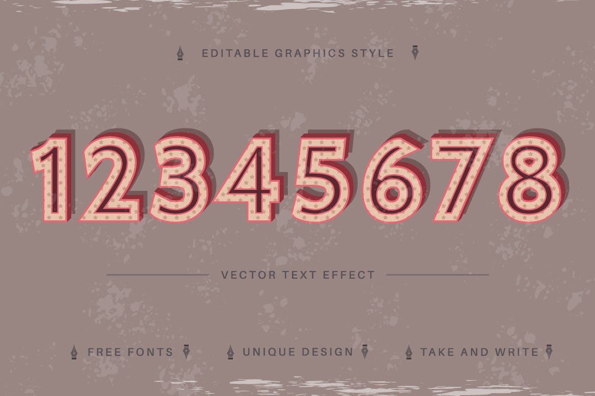 复古星星矢量文字效果字体样式 Old – Editable Text Effect, Font Style 插件预设 第4张