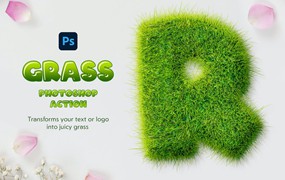 草地效果文字处理ps动作 Grass Photoshop Action