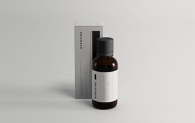 药瓶和盒子包装设计样机 Medicine Bottle and Box Packaging Mockup