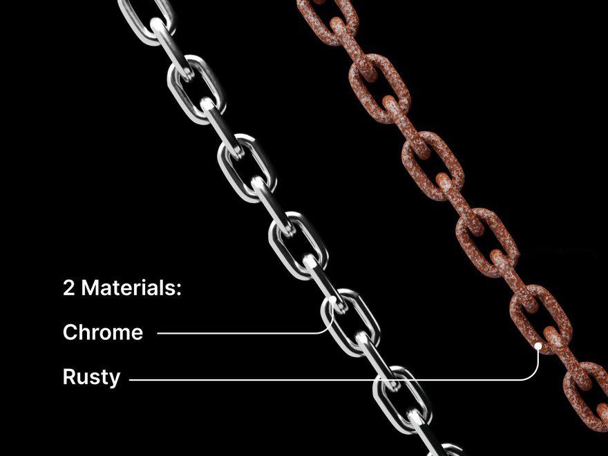 PNG素材-金属镀铬和生锈链条图形元素PNG素材 图片素材 第3张