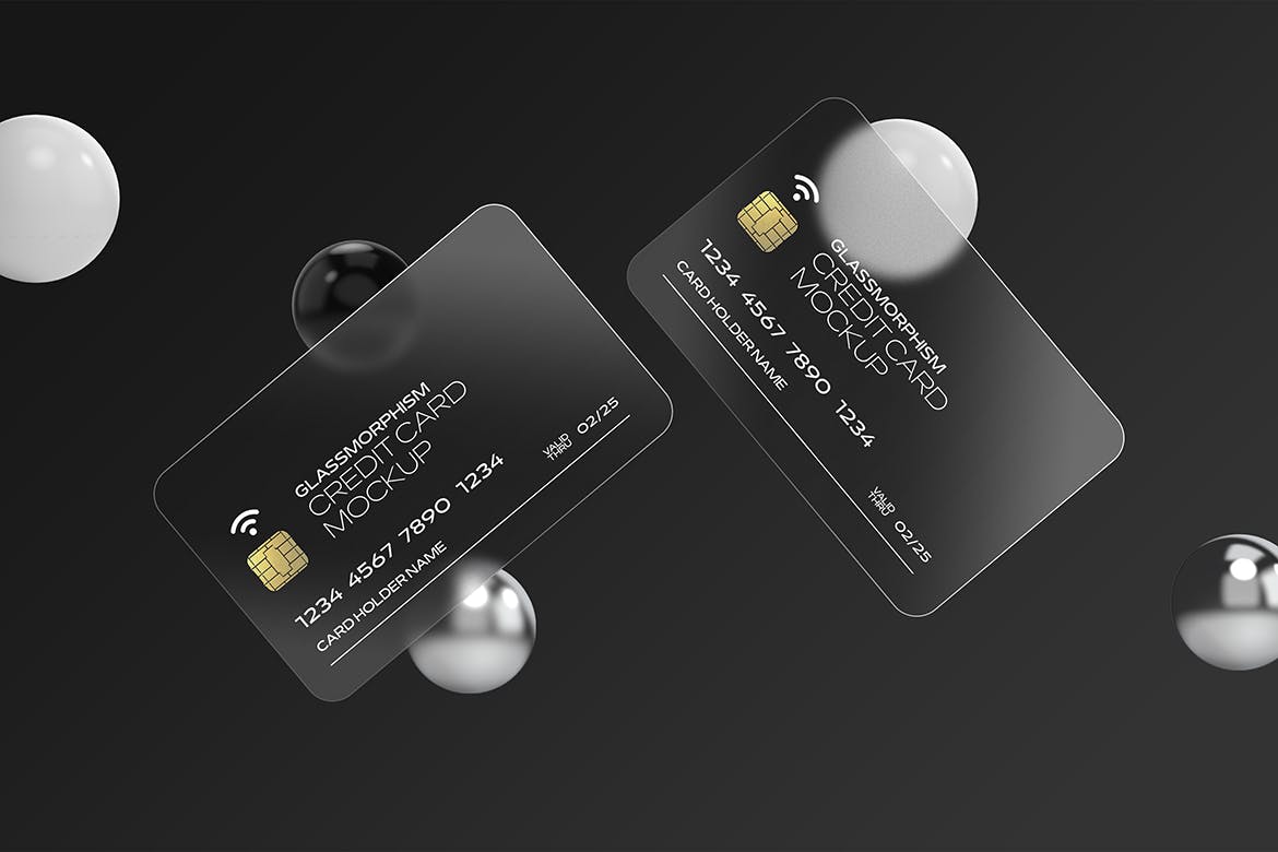 磨砂玻璃信用卡设计展示样机 Glass Effect Credit Card Mockups 样机素材 第3张