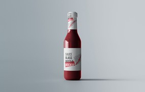 酱汁玻璃瓶样机 Sauce Glass Bottle Mockup