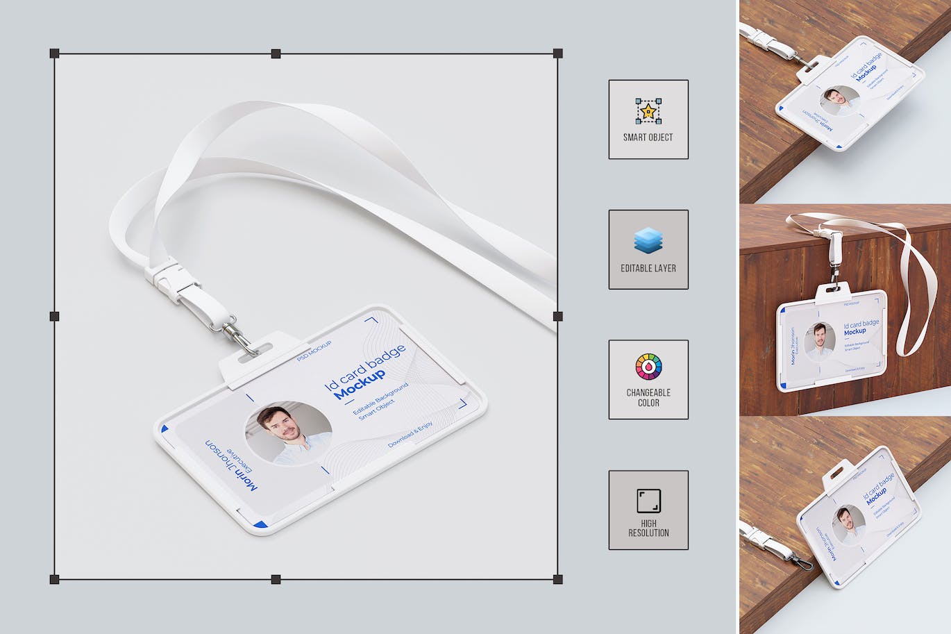 工作证厂牌设计展示样机图v3 Id Card Mockup Set 03 样机素材 第1张