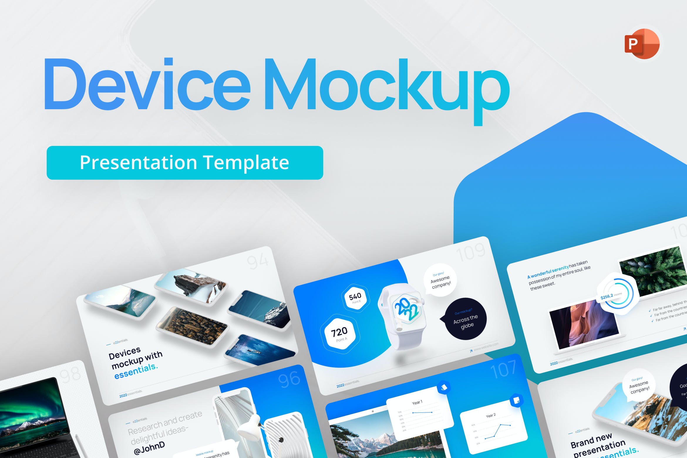 响应式设备样机PPT素材 Device Mockup PowerPoint Template 幻灯图表 第1张