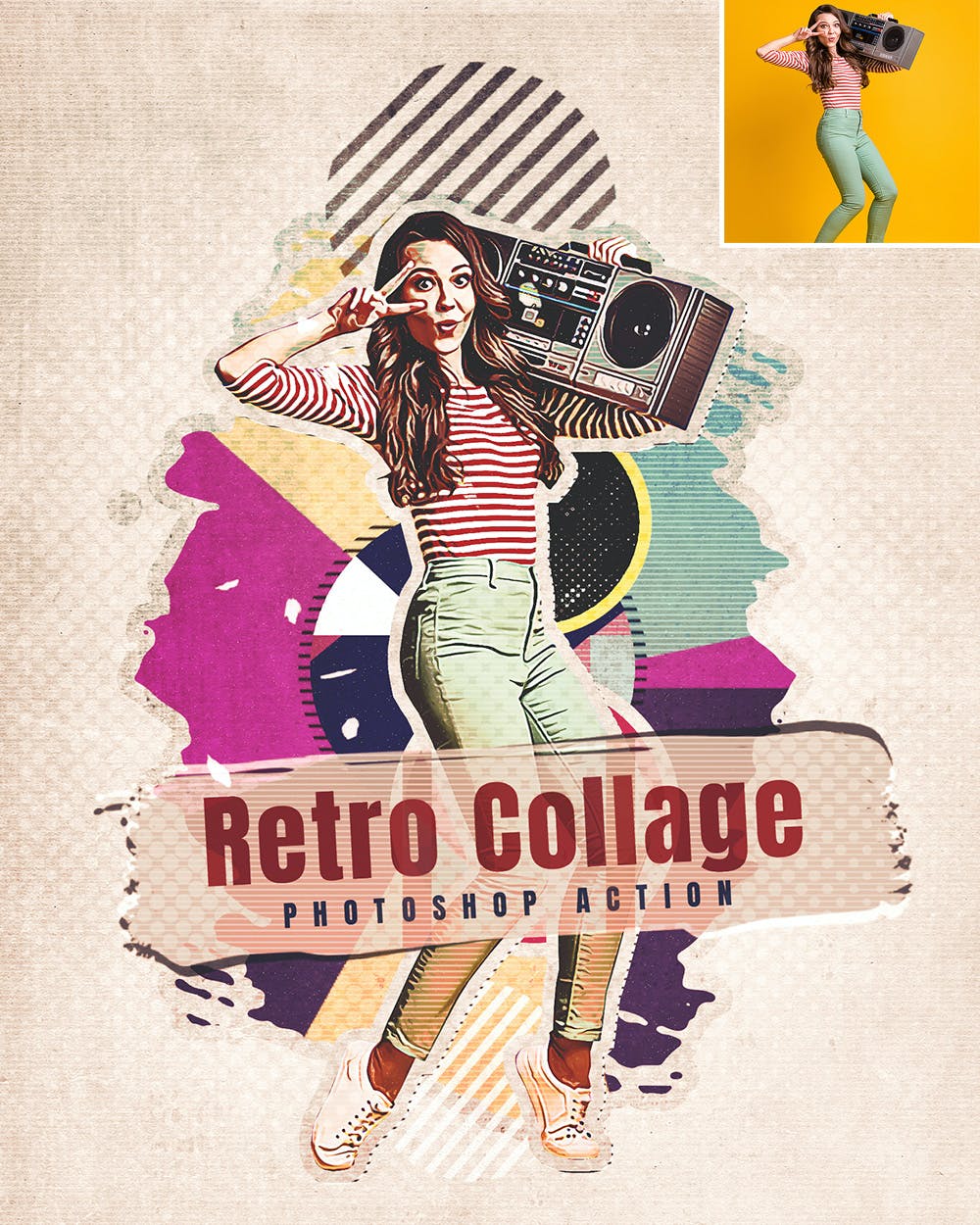 复古拼贴画照片处理效果PS动作模板 Retro Collage – Photoshop Action 插件预设 第8张