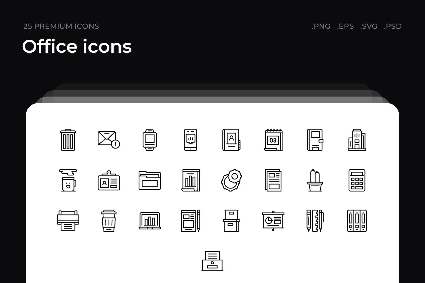 25枚办公主题简约线条矢量图标 Office icons 图标素材 第1张