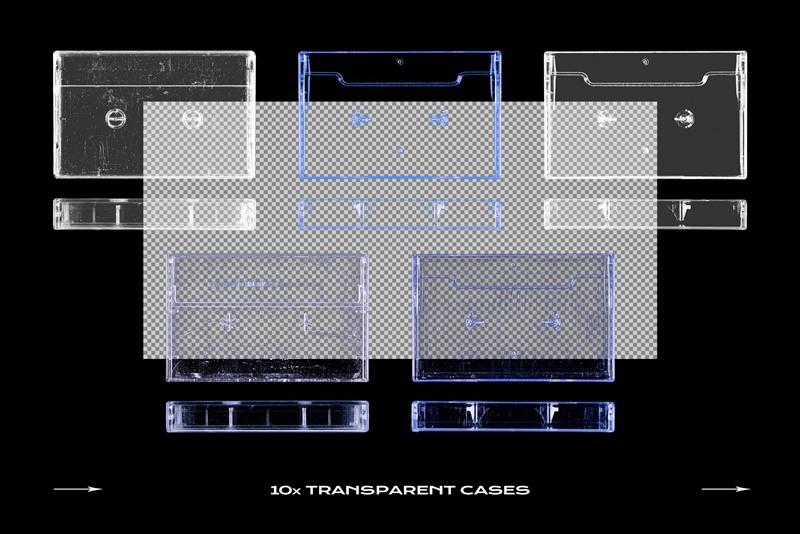 高级潮流复古盒式磁带样机捆绑塑料PSD样机模板 Cassette Tape Mockup Bundle Plastic 样机素材 第3张