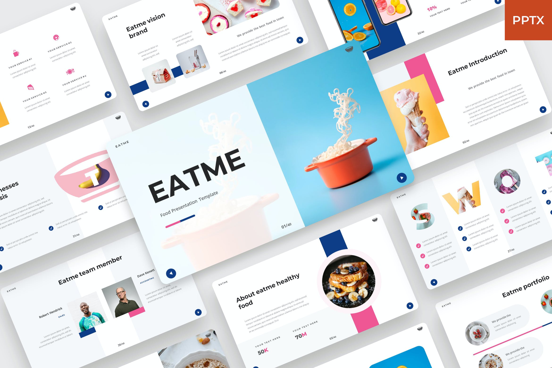 食品作品集幻灯片演示PPT模板 EATME – Food PowerPoint Template 幻灯图表 第1张