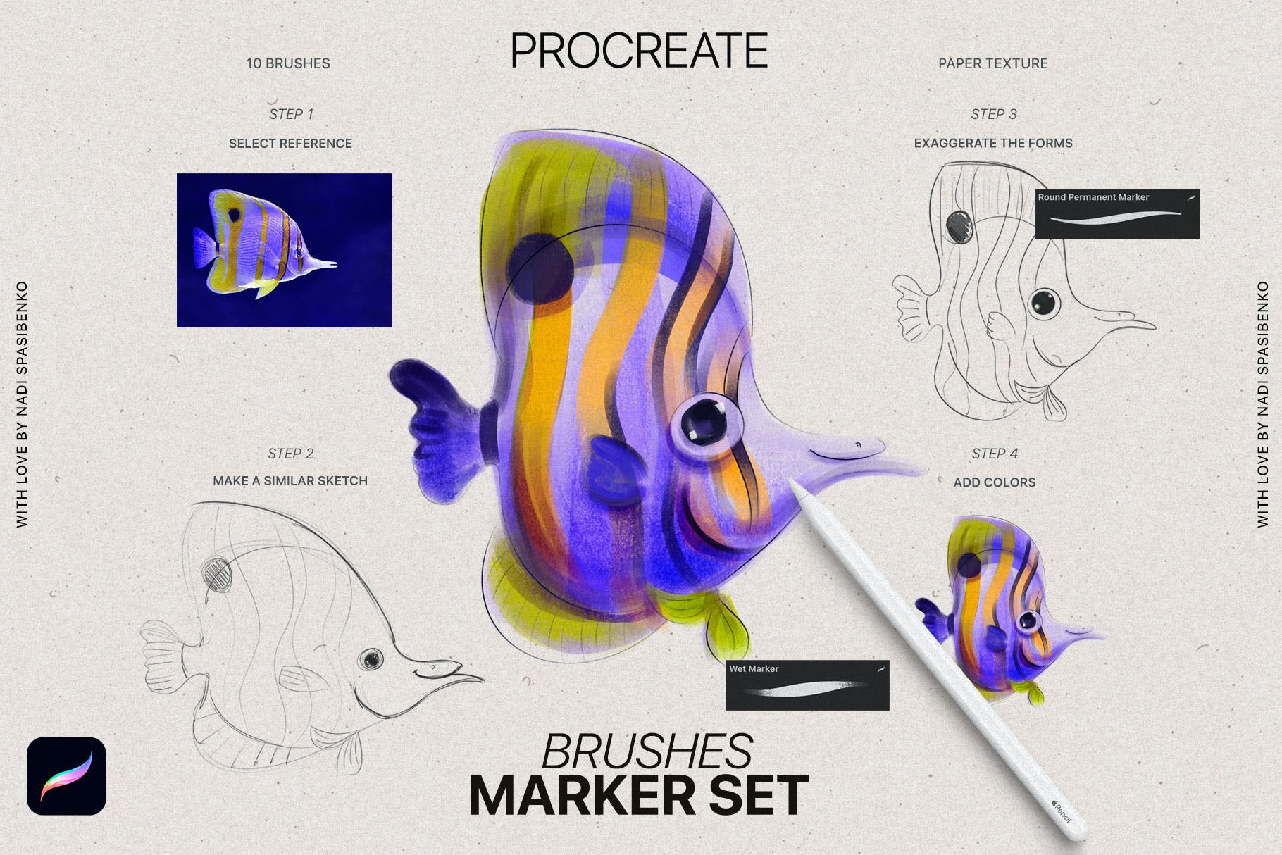 用于Procreate的逼真标记笔刷 Realistic Marker for Procreate 笔刷资源 第5张