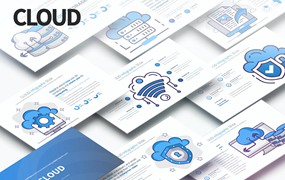 云存储信息图表演示PPT模板 CLOUD – PowerPoint Infographics Slides