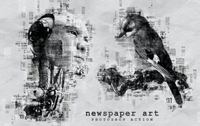 报纸艺术照片处理效果PS动作模板 Newspaper Art Photoshop Action