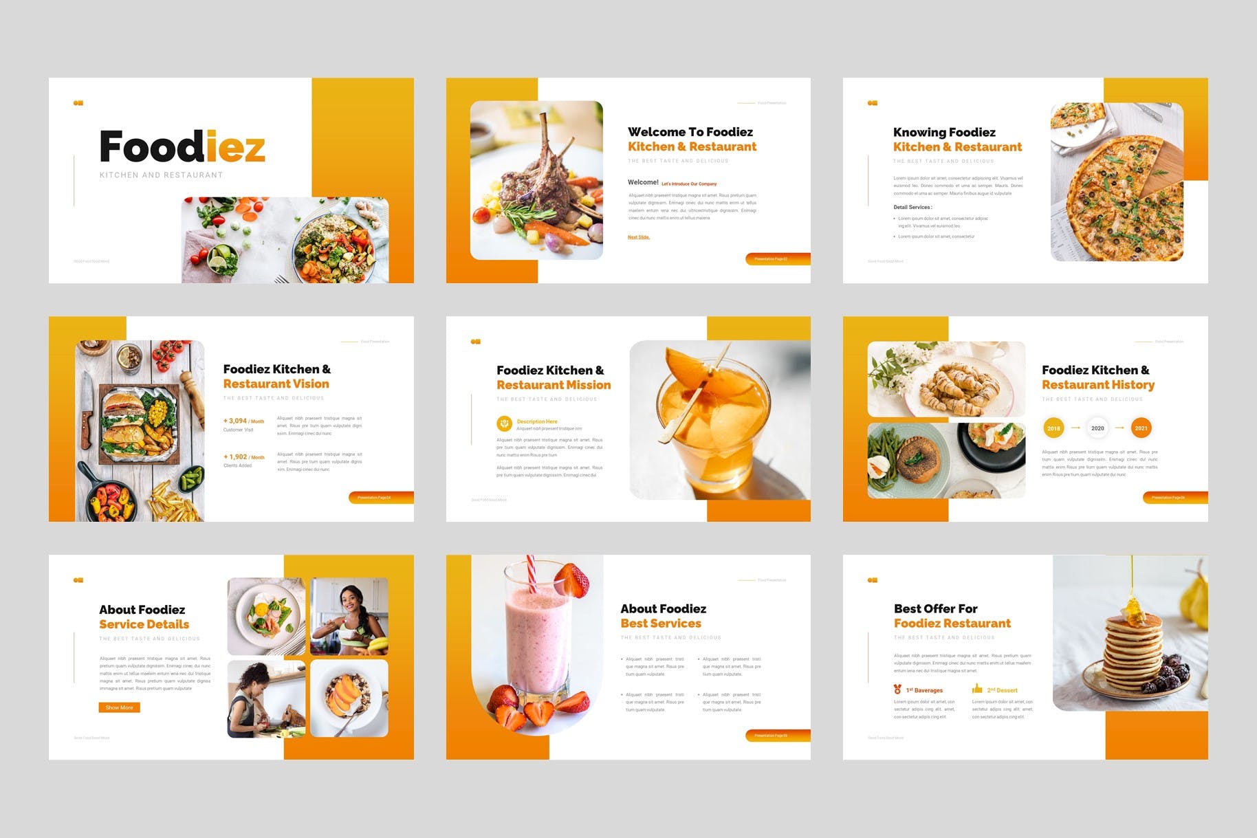 厨房和餐厅PPT创意模板 Foodiez Kitchen & Restaurant PowerPoint Template 幻灯图表 第2张