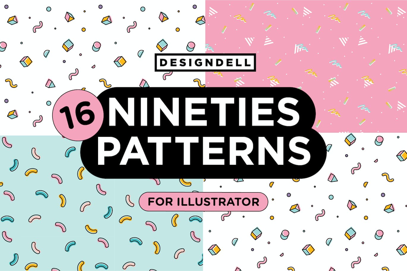 90年代古怪印花图案 Nineties Illustrator Patterns 图片素材 第1张