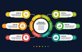 多彩商业圆形步骤信息图表模板 Colorful Business Infographic Template