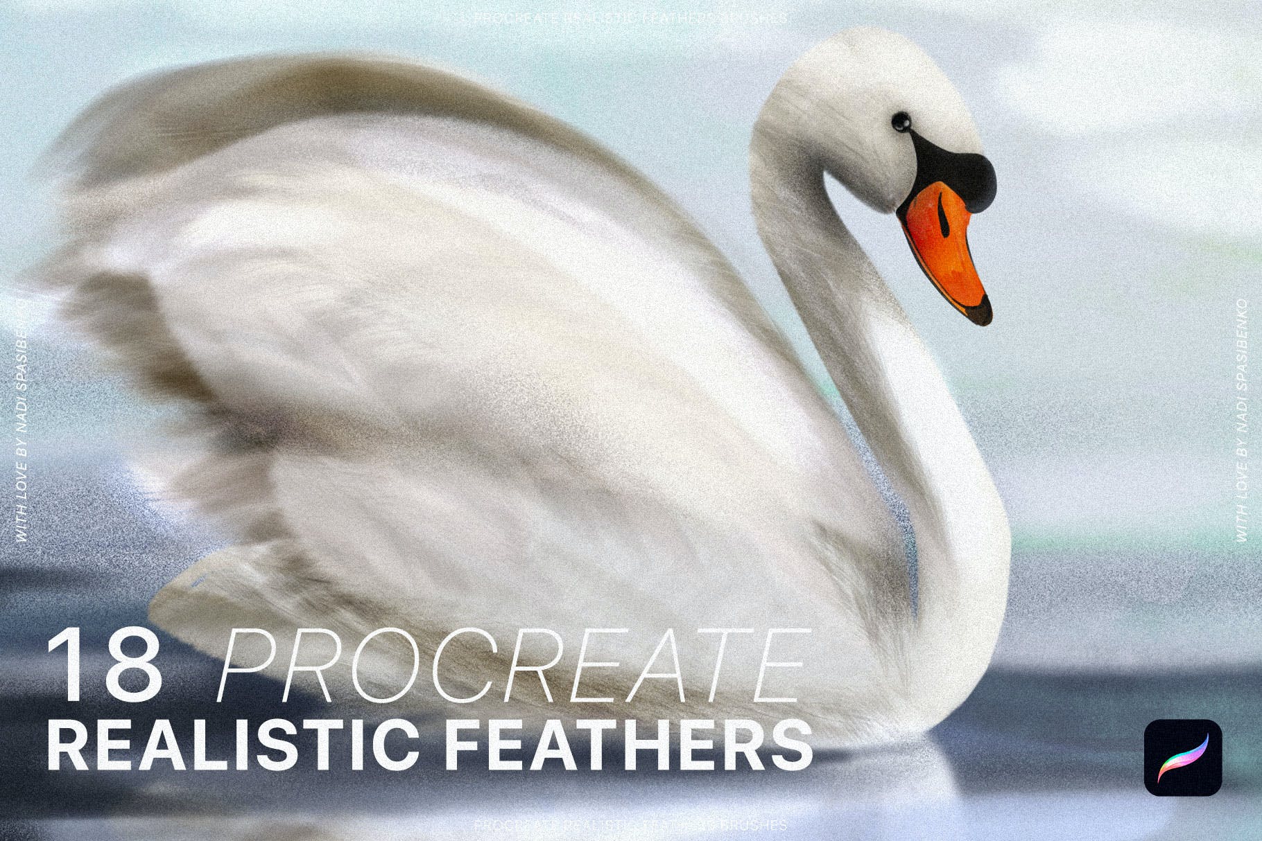 逼真的Procreate羽毛笔刷 Procreate Realistic Feather Brushes APP UI 第2张