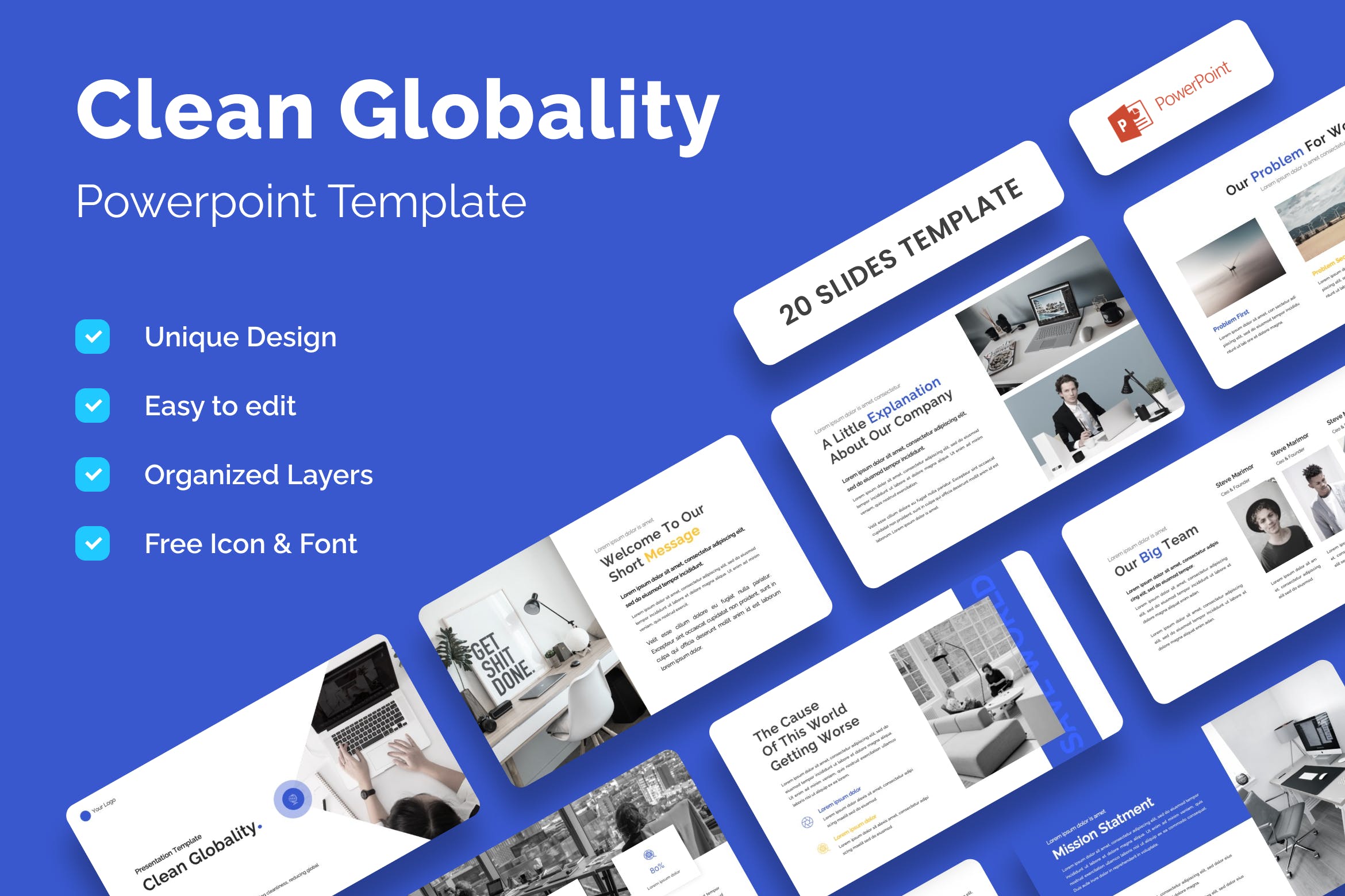 简约的全球化演示PPT素材 Clean Globality Presentation Template – Powerpoint 幻灯图表 第1张