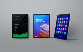 平板电脑iPad正面顶部透视图样机模板v1 Tablet Mockup Front Top Persperctive View 01