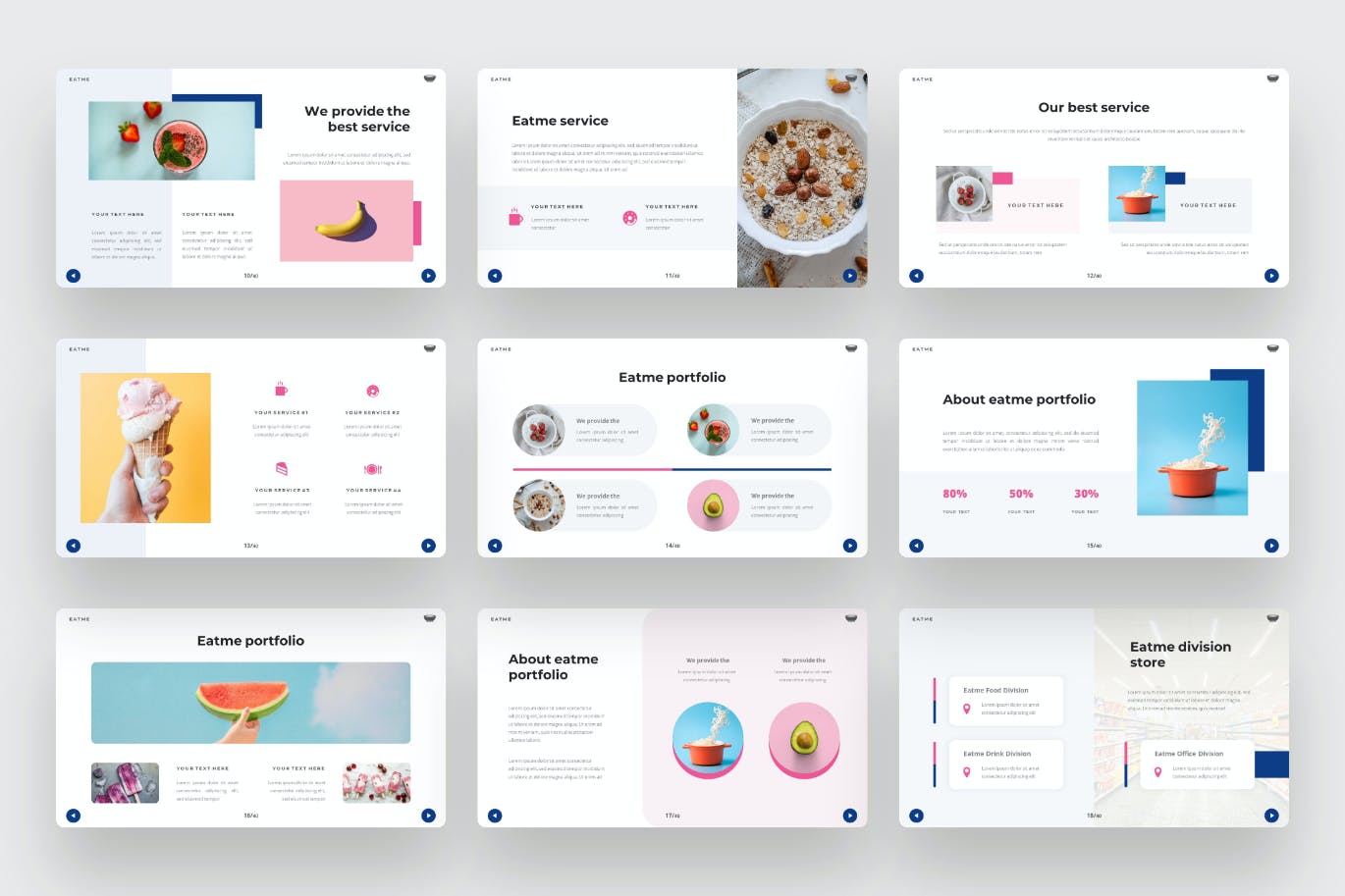 食品作品集幻灯片演示PPT模板 EATME – Food PowerPoint Template 幻灯图表 第3张