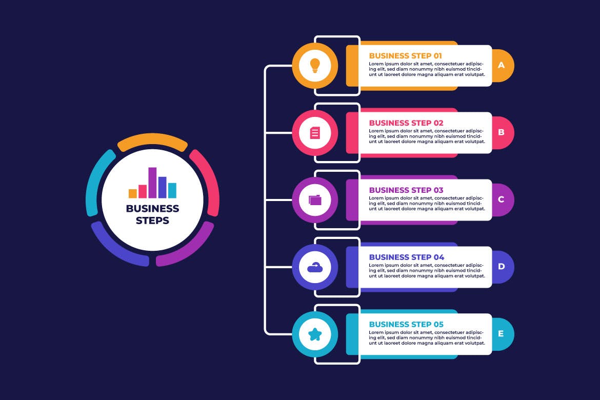 列表步骤商业信息图表模板 List Steps Business Infographic Template 幻灯图表 第1张