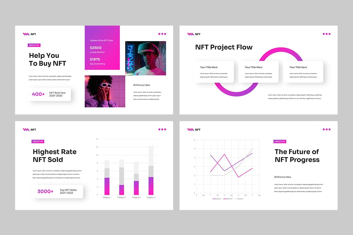 NFT非同质化代币PPT设计模板 NFT – Non Fungible Token Powerpoint 幻灯图表 第7张