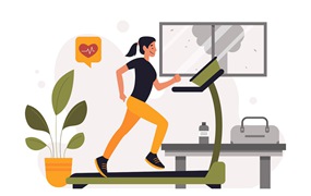 女性有氧运动平面插画 Women Exercise Cardio – Flat Illustration