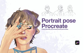 10个人像肖像印章Procreate笔刷 10 Portrait Pose Stamps Procreate