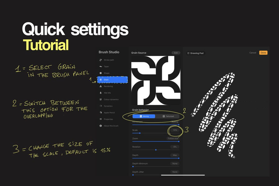 Procreate笔刷-160款几何图案procreate纹理背景笔刷下载 笔刷资源 第7张