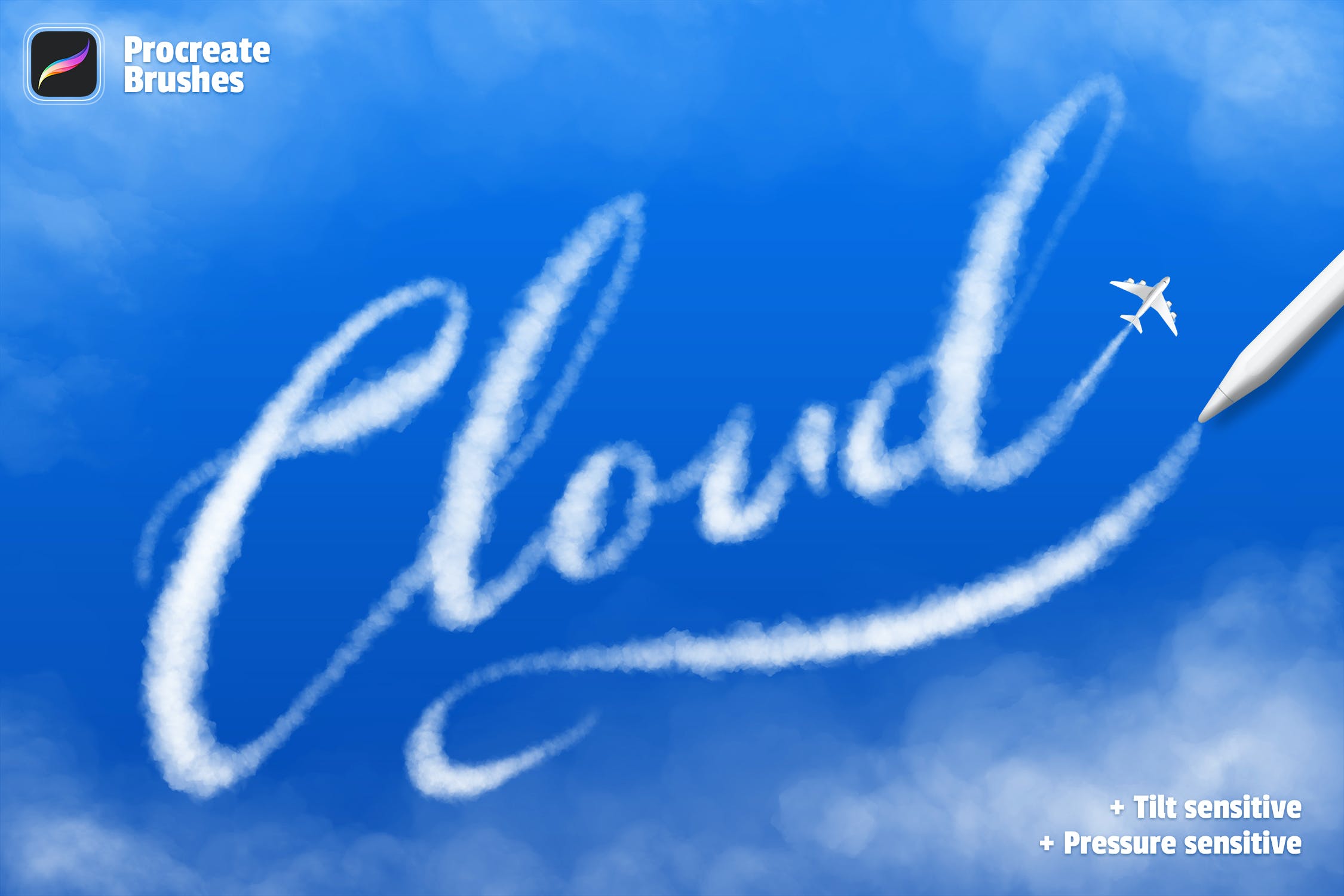 白云纹理Procreate笔刷 Clouds Procreate Brushes 笔刷资源 第1张