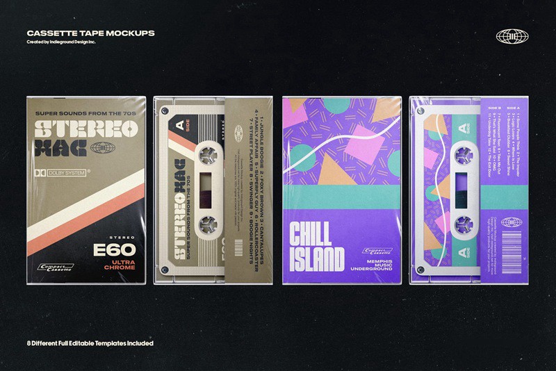 逼真盒式磁带模型PSD样机模板 Cassette Tape Mockups 样机素材 第6张