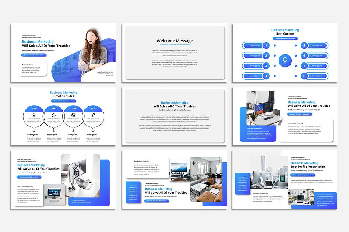 商业营销PPT模板下载 Business Marketing – PowerPoint Template 幻灯图表 第2张