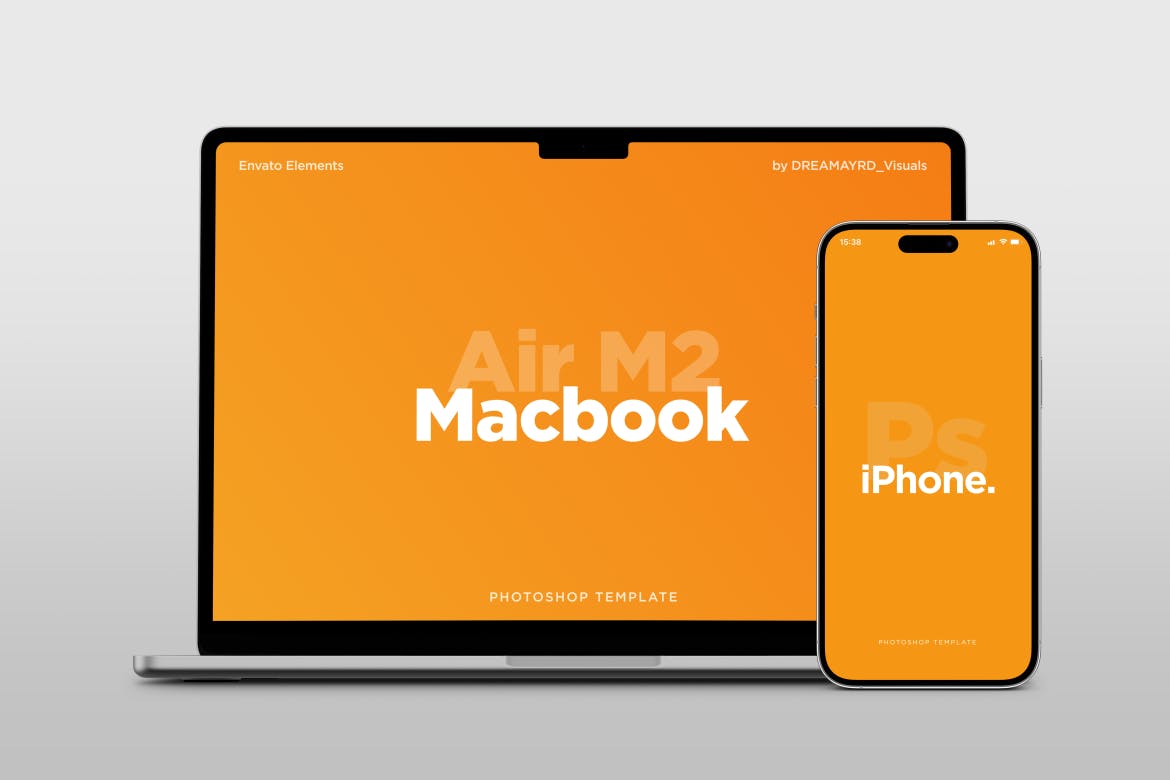 MacBook Air电脑和iPhone 14 Pro手机样机图 Laptop Air and Phone 14 Mockup 样机素材 第3张