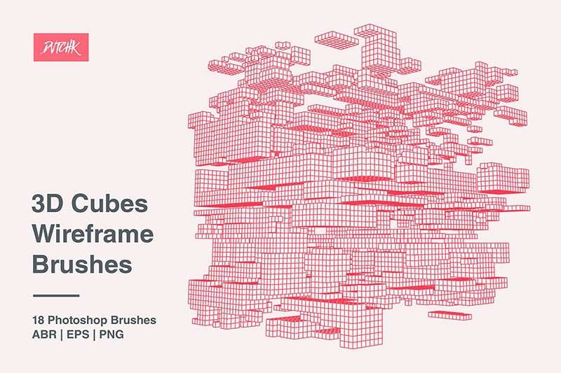 三维立方体线框图PS笔刷 笔刷资源 第9张