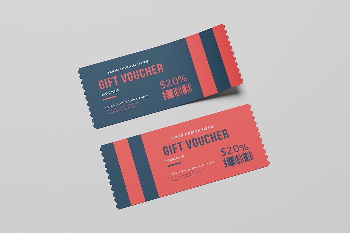 礼品券门票设计样机 Gift Voucher Mockup 样机素材 第2张