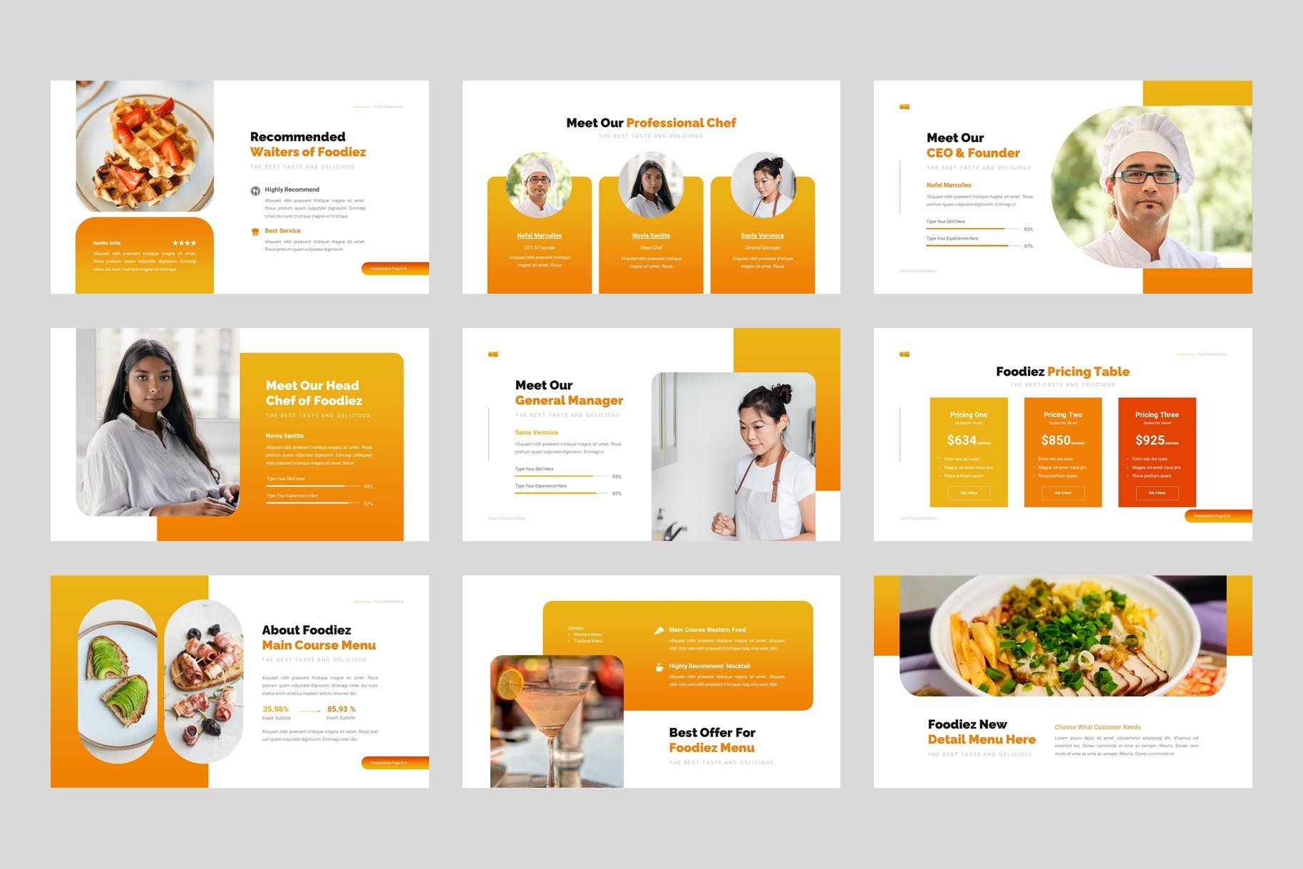 厨房和餐厅PPT创意模板 Foodiez Kitchen & Restaurant PowerPoint Template 幻灯图表 第3张