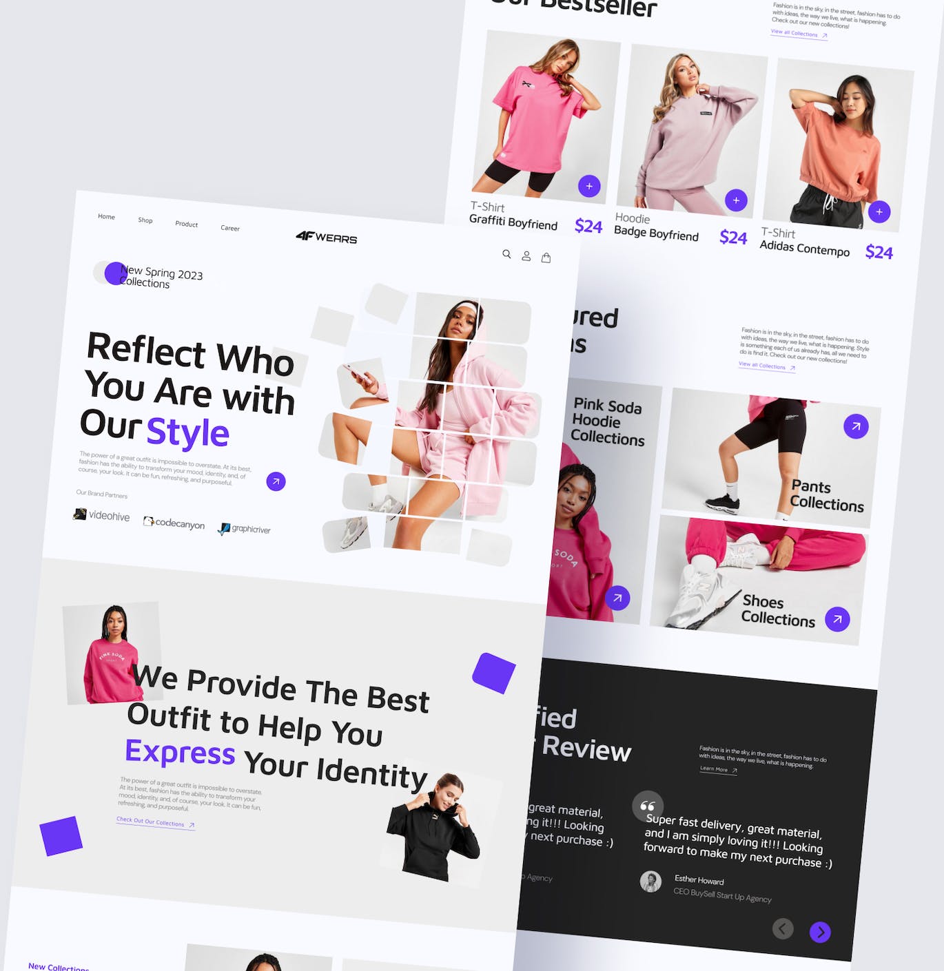 时尚电子商务网站着陆页模板 4FWEARS – Fashion Ecommerce Landing Page APP UI 第2张