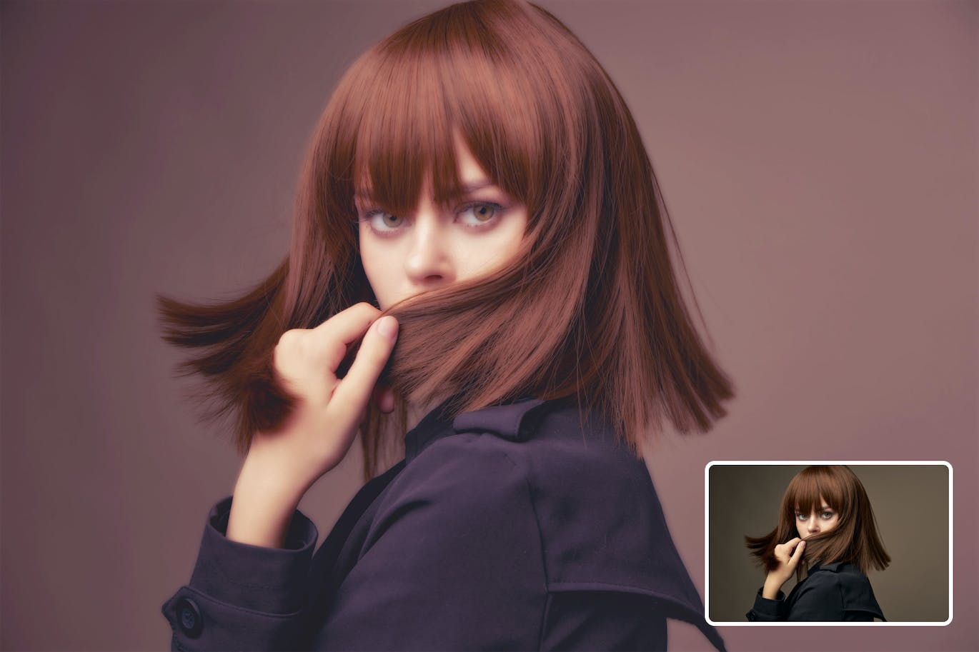 哑光淡紫色人像效果PS动作模板 Matte Lavender Portrait Photoshop Action 插件预设 第3张