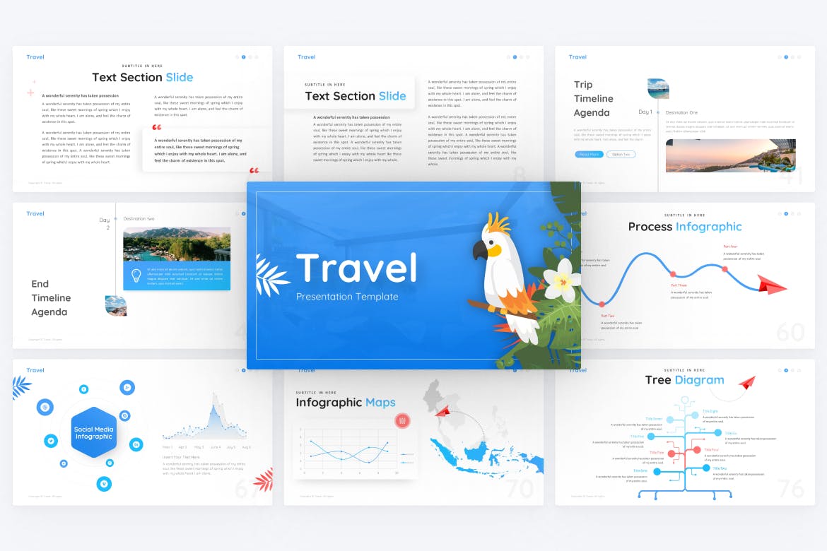 旅游创意PPT演示文稿 Travel Creative PowerPoint Template 幻灯图表 第3张