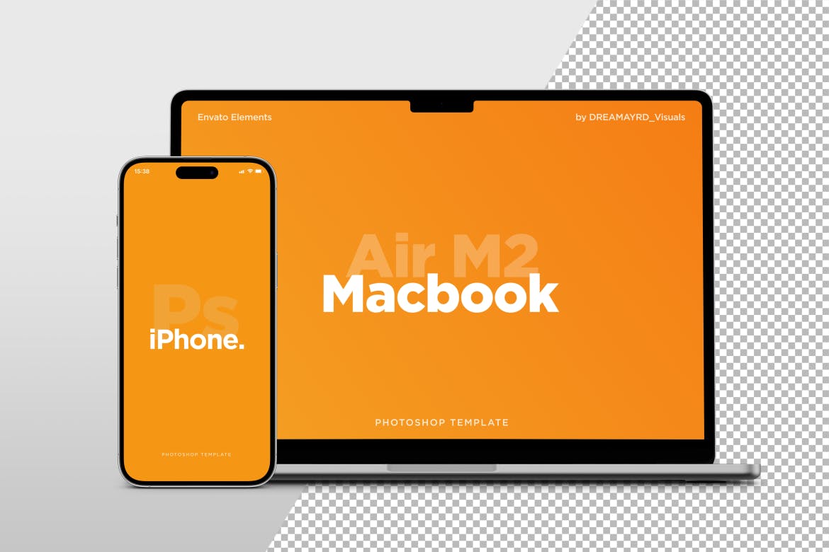 MacBook Air电脑和iPhone 14 Pro手机样机图 Laptop Air and Phone 14 Mockup 样机素材 第2张